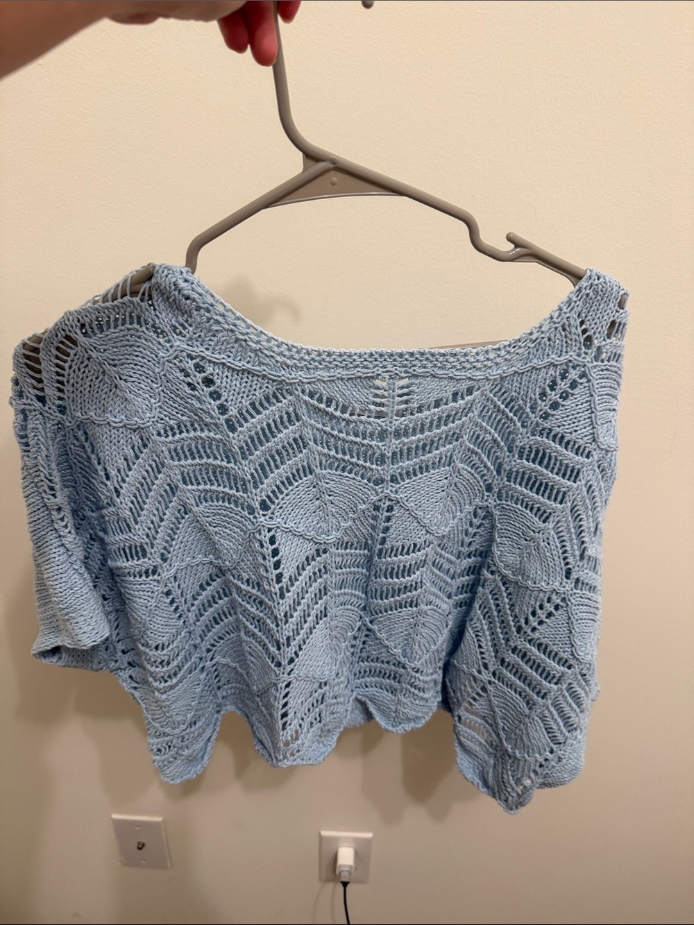 Light Blue Crochet Knit Top